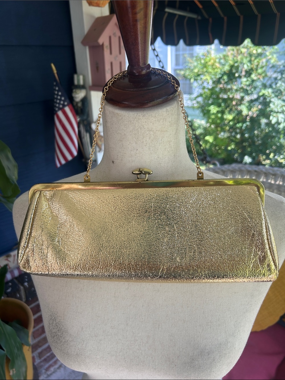 Vintage Metallic Gold Clutch Handbag
